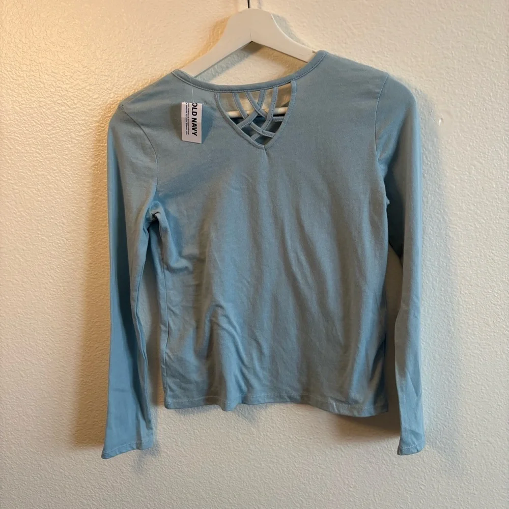 Old Navy L 10-12 Blue Kids Shirt positivi-tea smiley face soft cotton tee